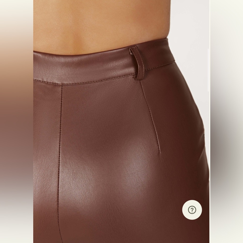MESHKI: Tyra Straight Leg Faux Leather Pants - Cherry Chocolate 🍒🍫 - Picture 4 of 9